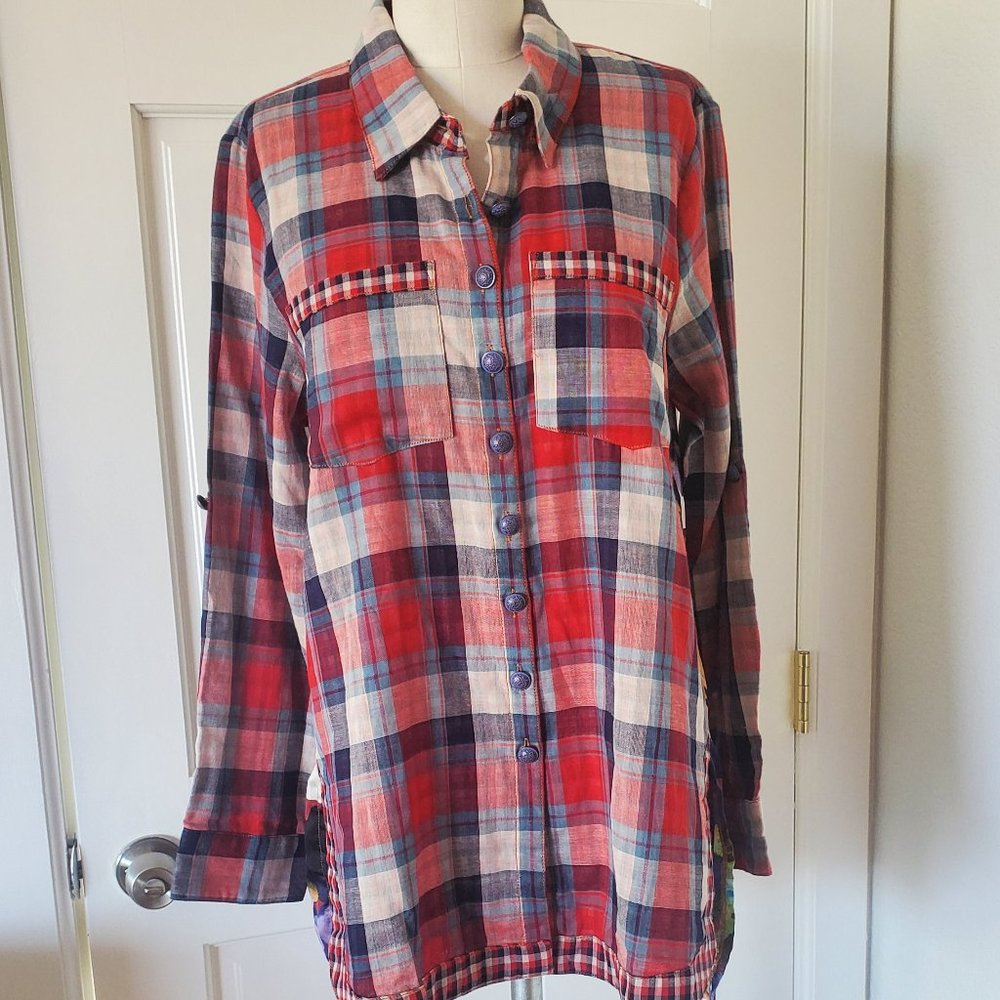 Aratta Plaid/Floral Blouse